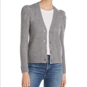 C by Bloomingdale’s 100% Grey Cashmere Puff Sleeve Cardigan Sweater
